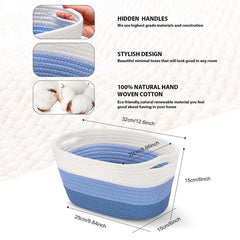 Sawysine cotton rope woven basket with handles for easy portability