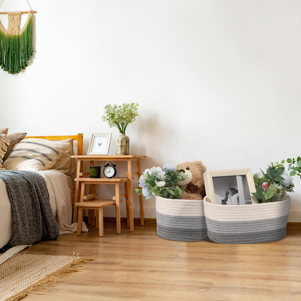 Sawysine foldable rope baskets reshape easily for cleaning or redecorating