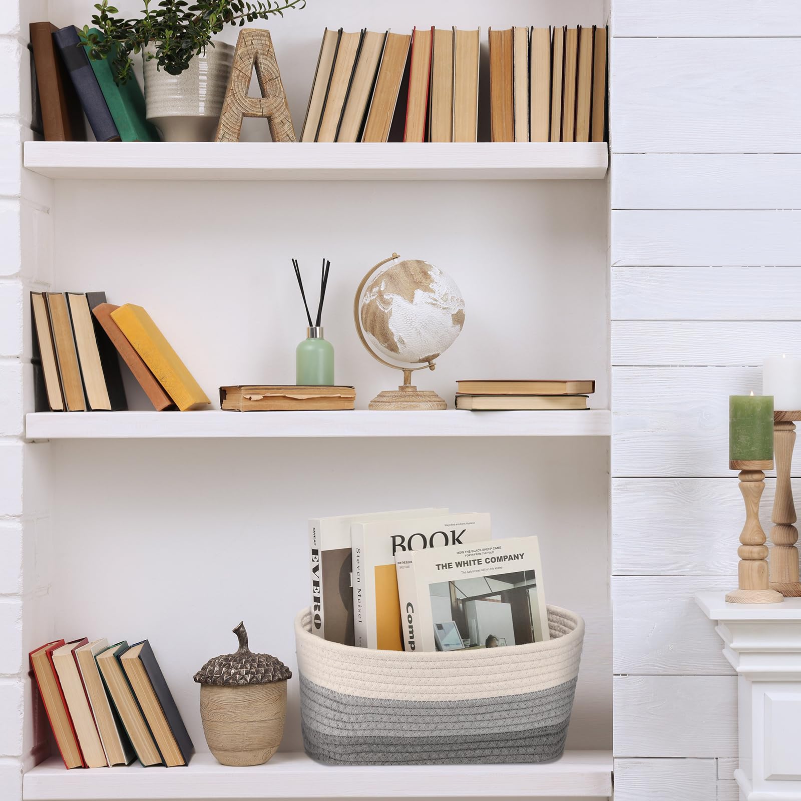 Sawysine storage baskets in living room keeping blankets and toys tidy