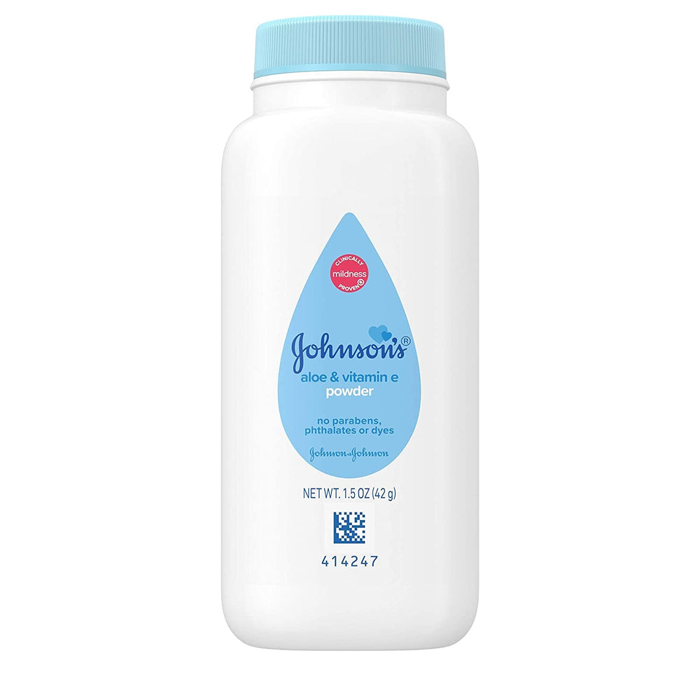 SC Johnson's Johnson's Baby Powder travel bottle absorbs moisture for on-the-go dryness