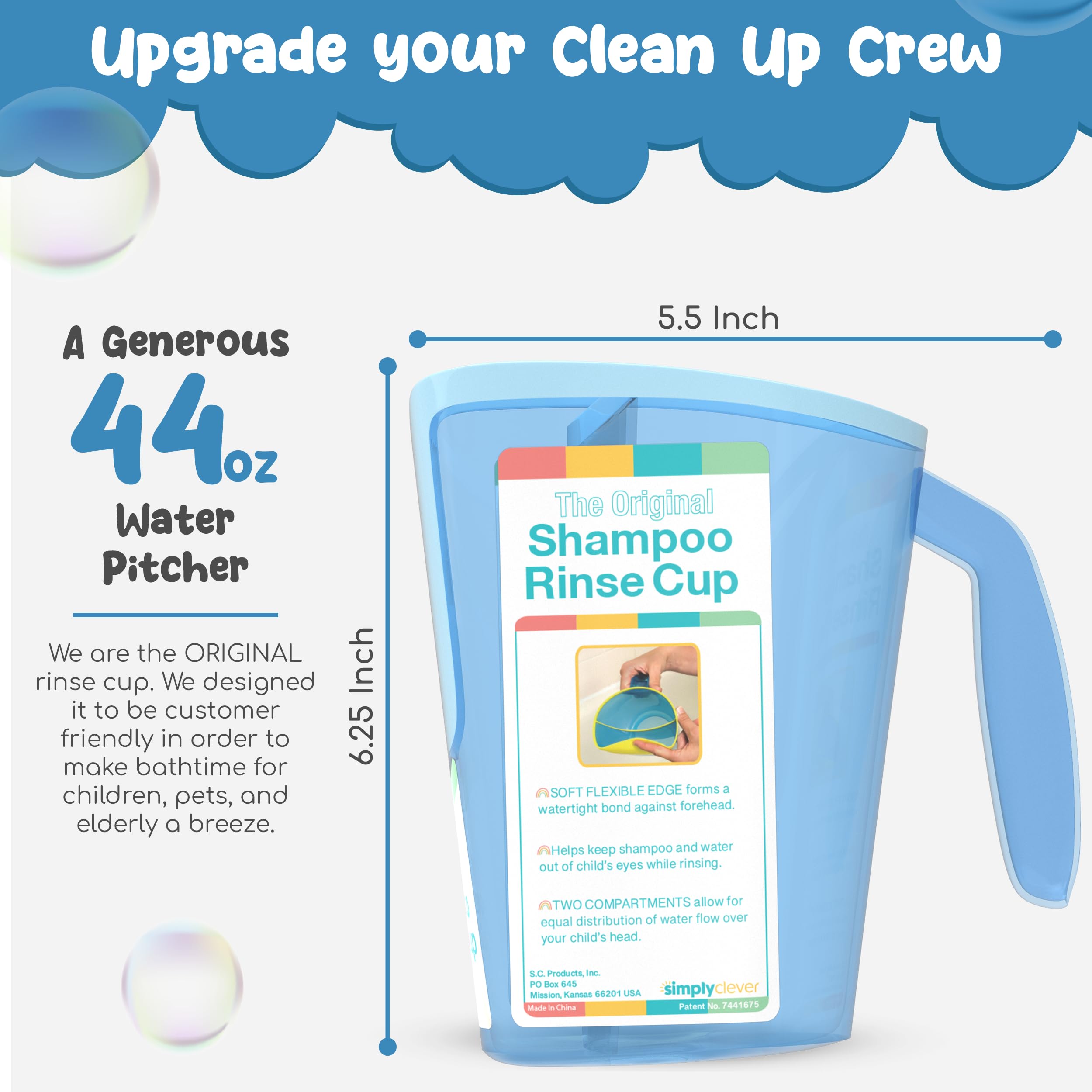 S.C. Products Shampoo Rinse Cup green front view with large capacity