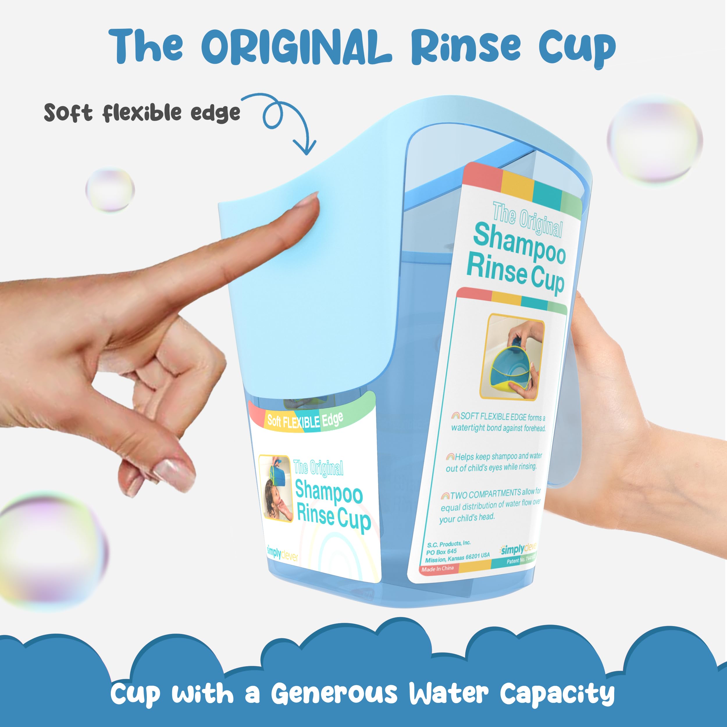 S.C. Products Shampoo Rinse Cup pink side view highlighting water-flow divider