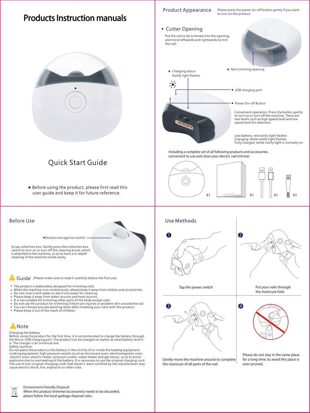 SCAIKTIG package includes clipper brush cable and manual