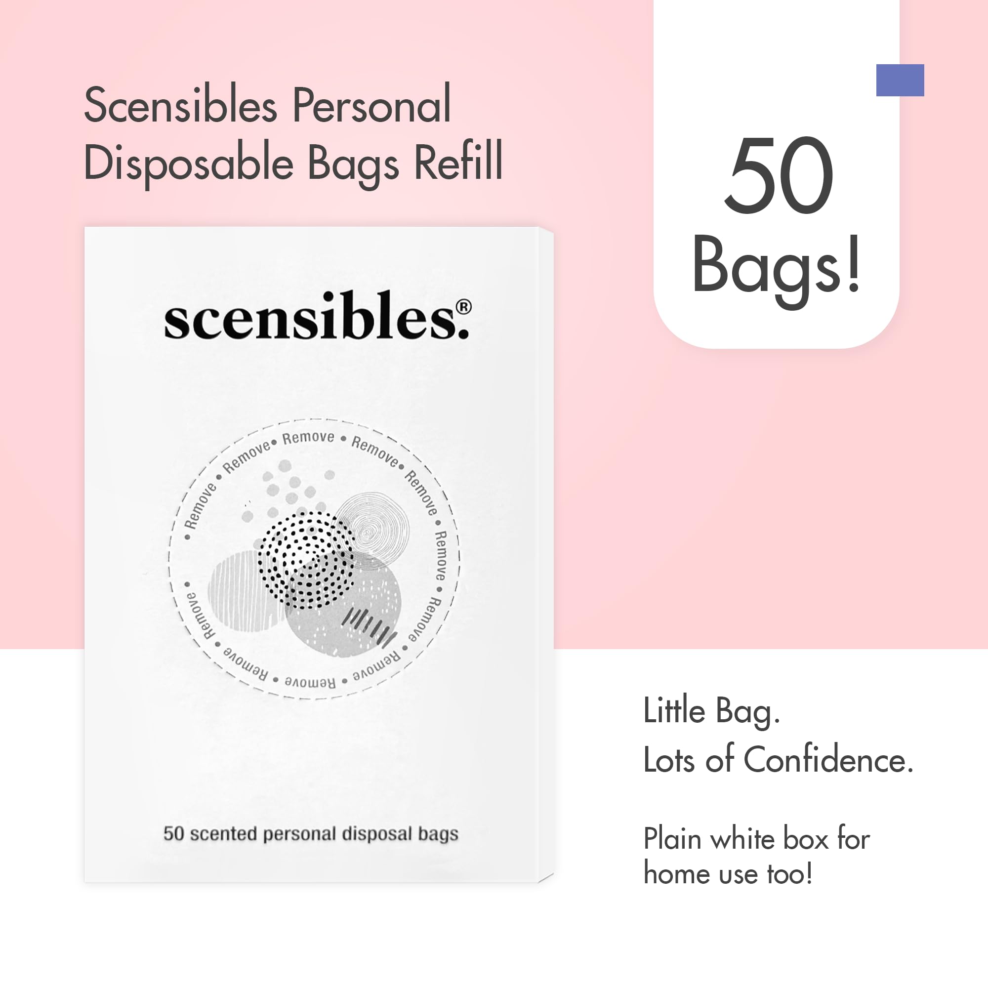 SCENSIBLES disposal bag in use with one-at-a-time dispensing