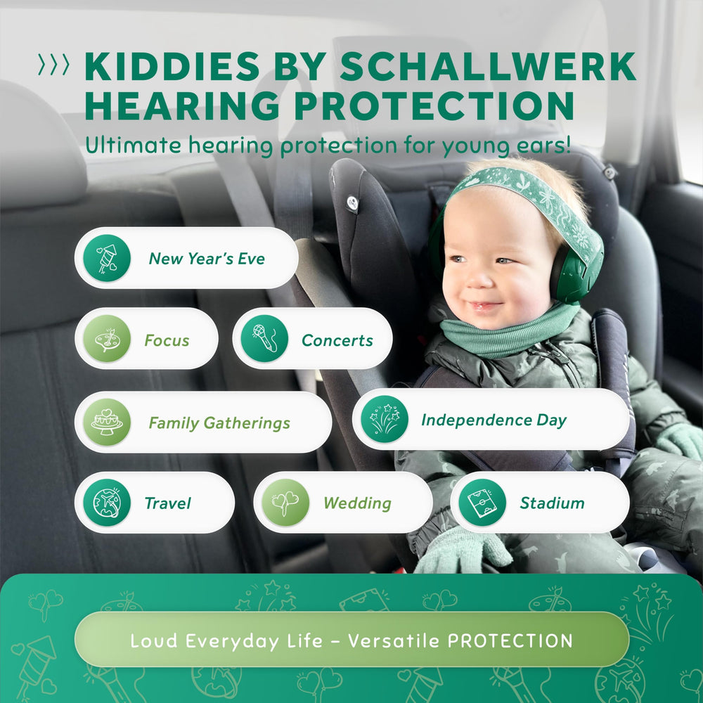 Schallwerk Mini+ Baby Ear Muffs provide comfy wear for busy outings.