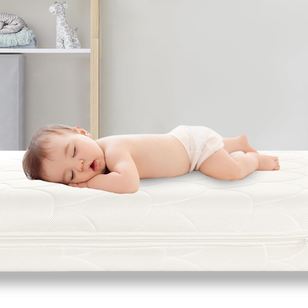 SCHNAUZER HOME two-stage design crib mattress supports infants and toddlers with adjustable firmness