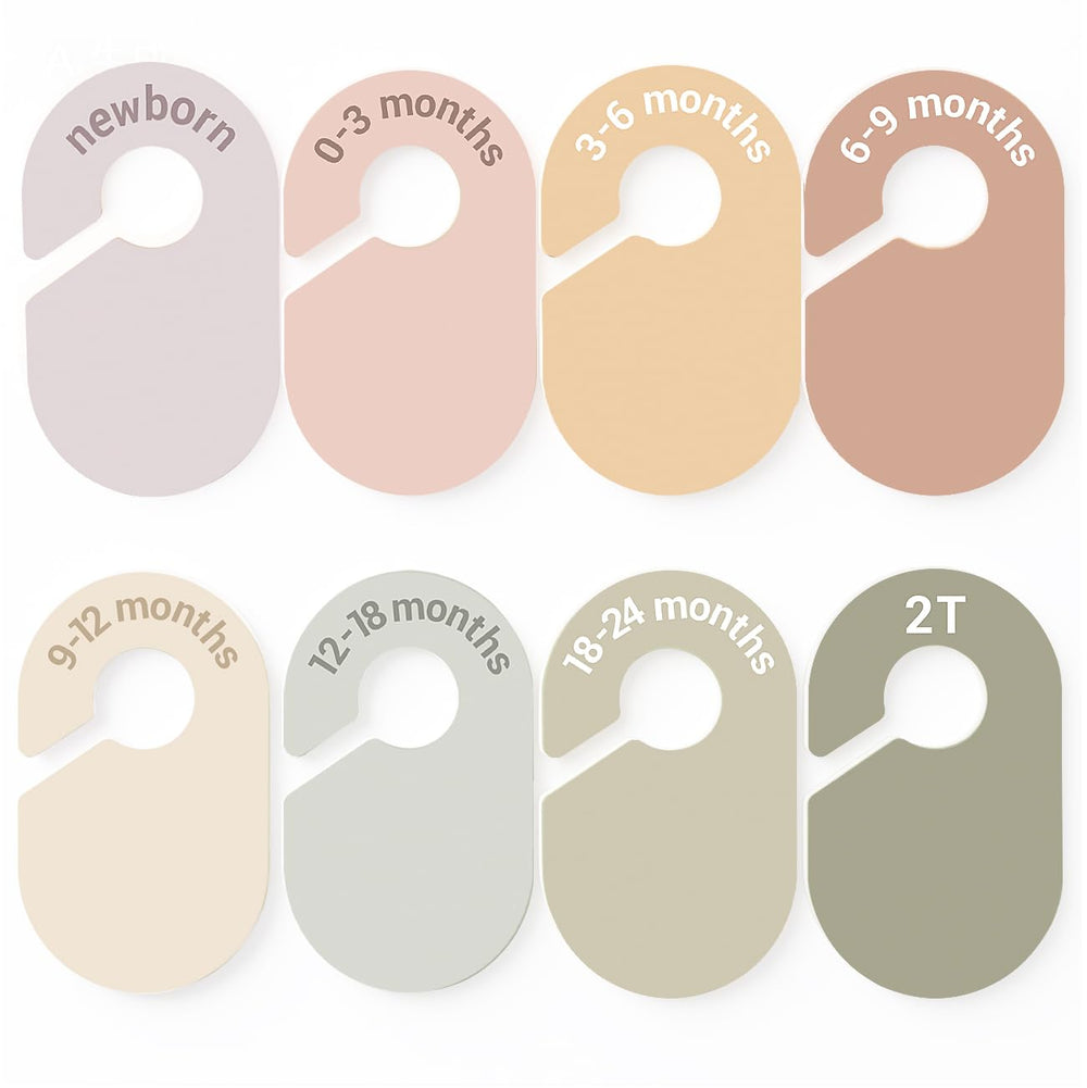 SCHOLOX baby size dividers—8-piece set for easy closet organization by size