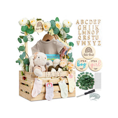 SCHOLOX wooden baby shower crate open display highlights organized gifts