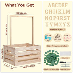 SCHOLOX wooden baby shower crate with side handle facilitates easy transport