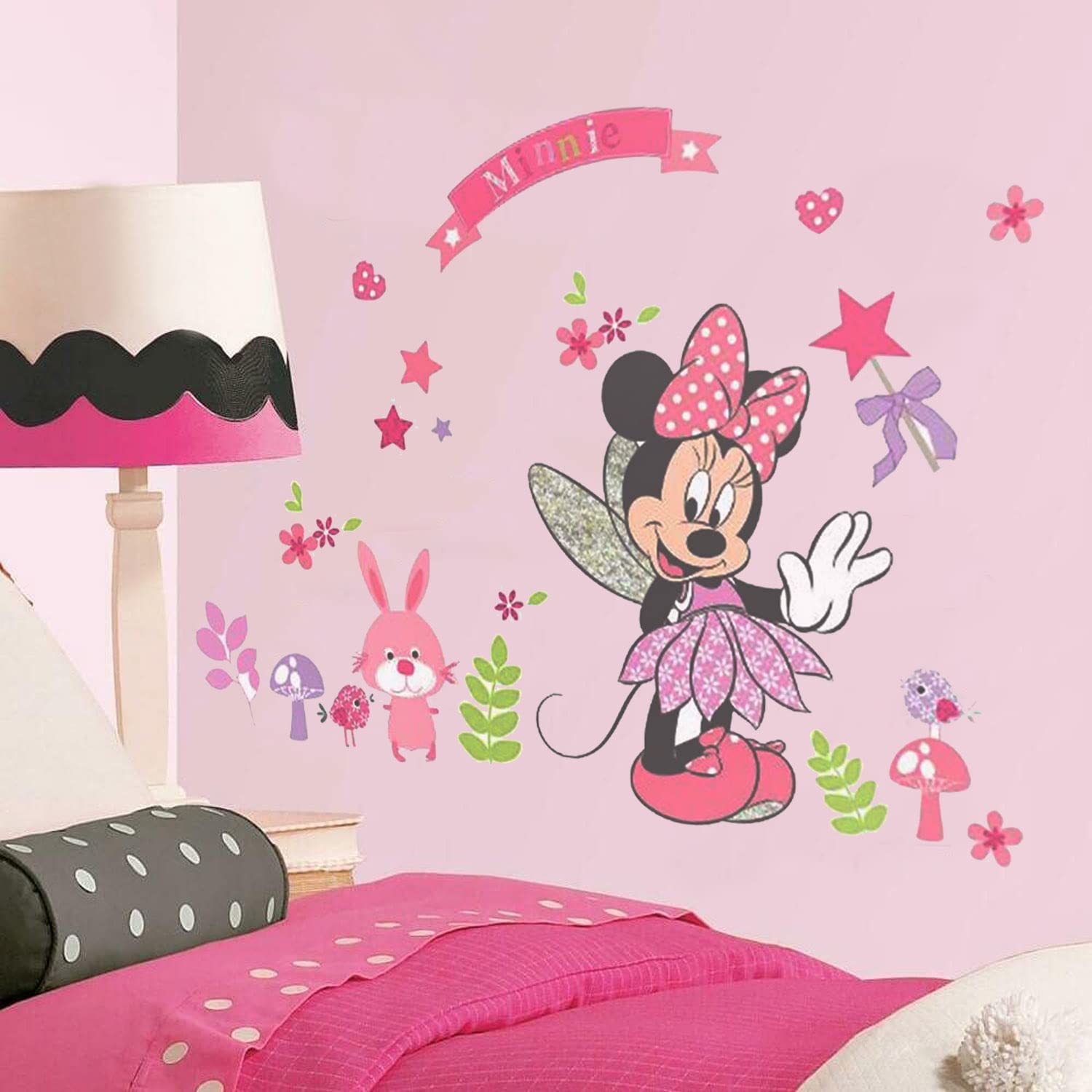 SchwartsCount large Mickey and Minnie wall decals for kids rooms add playful charm.