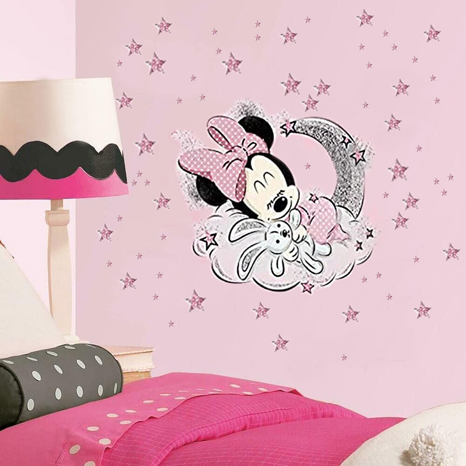 SchwartsCount large vinyl decor featuring Mickey and Minnie is easy to apply.