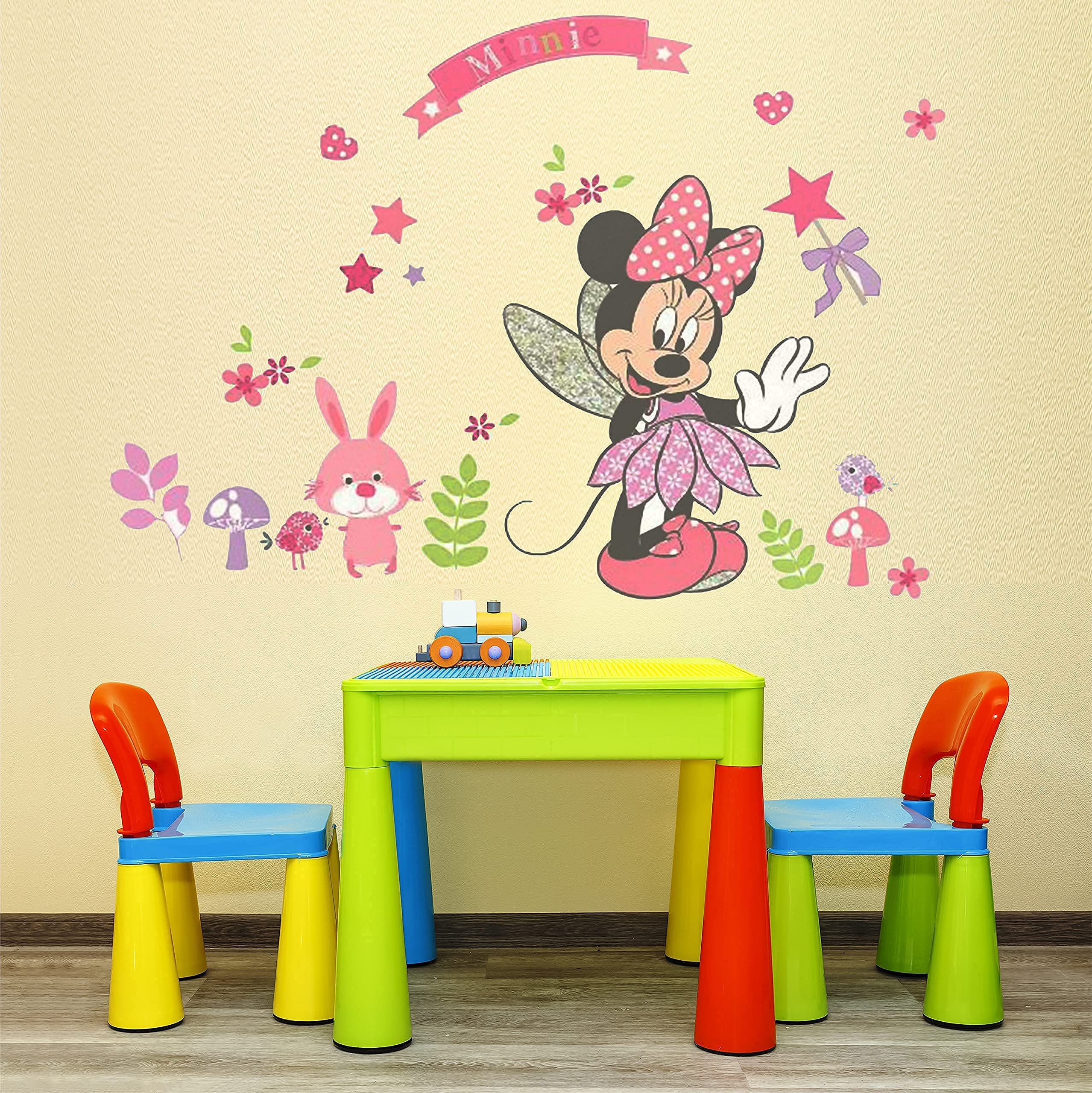 SchwartsCount Mickey Minnie peel-and-stick decals offer easy repositioning and mess-free decorating.