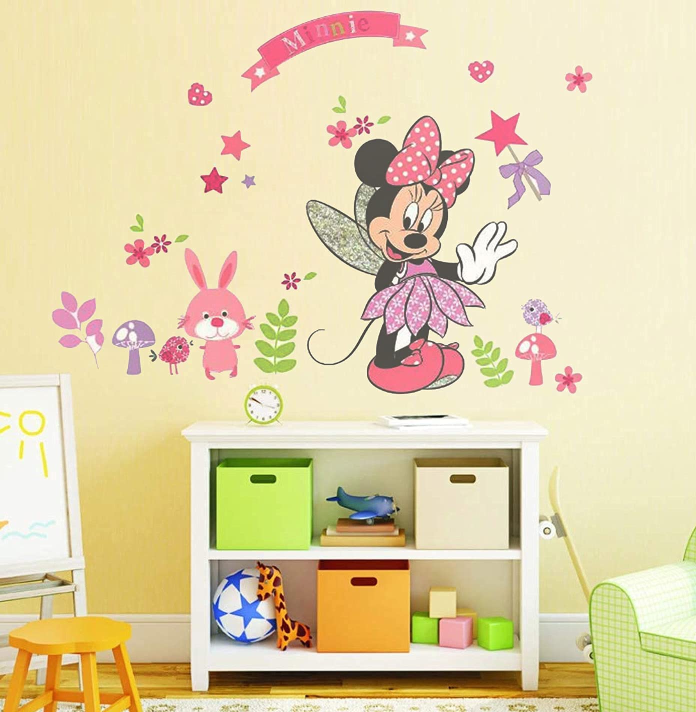 SchwartsCount Minnie pink wall sticker brightens nurseries and children's bedrooms with whimsy.