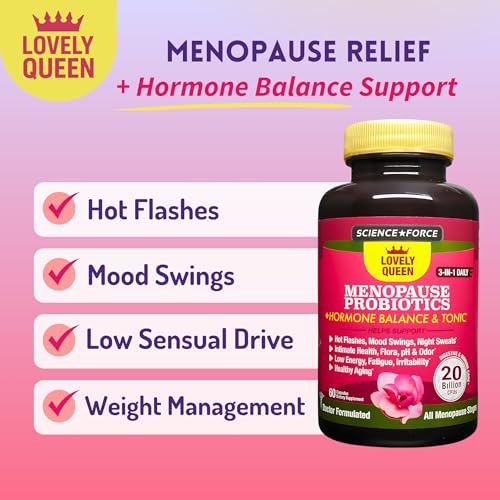Science Force Lovely Queen bottle label highlights ingredients for hormonal balance.