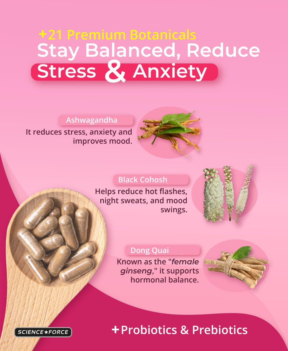 Lovely Queen eBook offer visible on packaging label for menopause tips.
