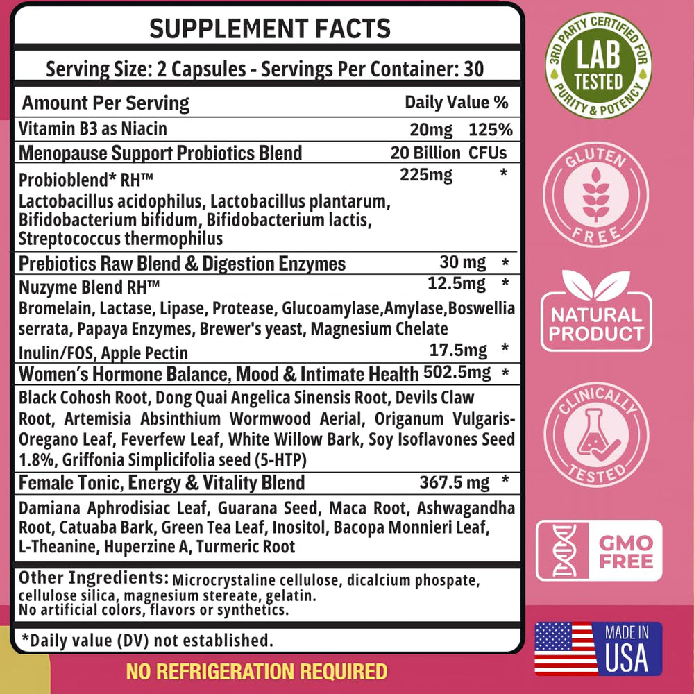 Probiotic blend visualization representing gut balance and digestion support for Lovely Queen.