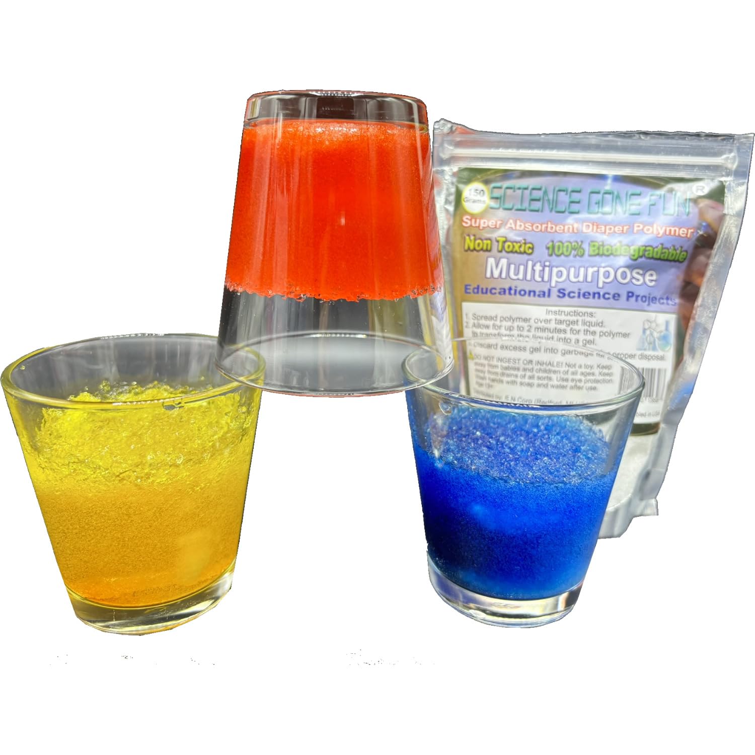 Science Gone Fun polymer gel formation when water is added