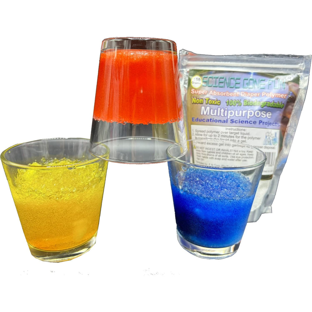 Science Gone Fun polymer gel formation when water is added