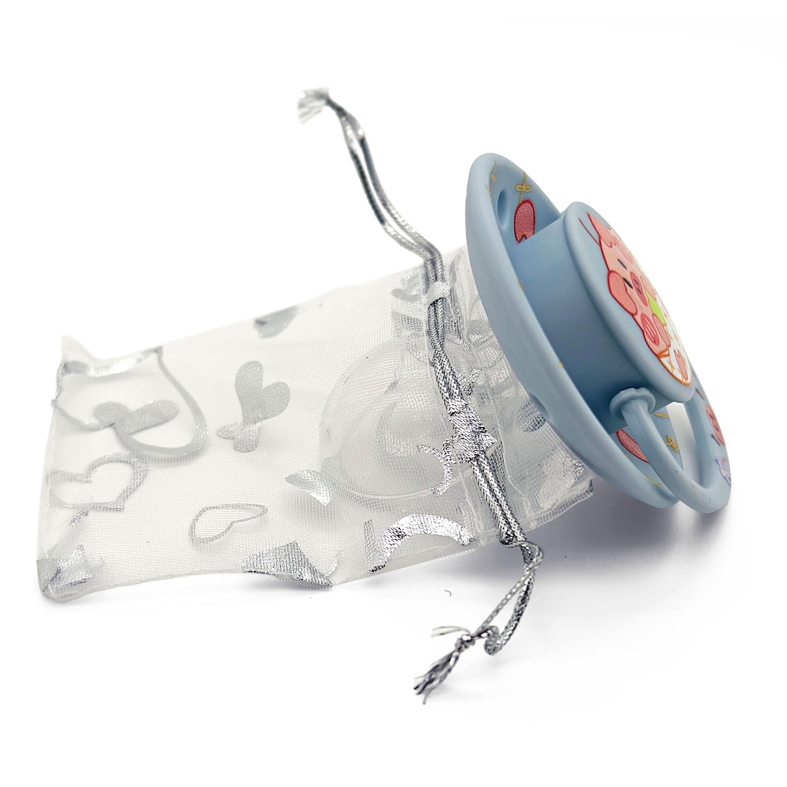 ScribbleHourglass cartoon designs paci adds playful whimsy to daily routines.