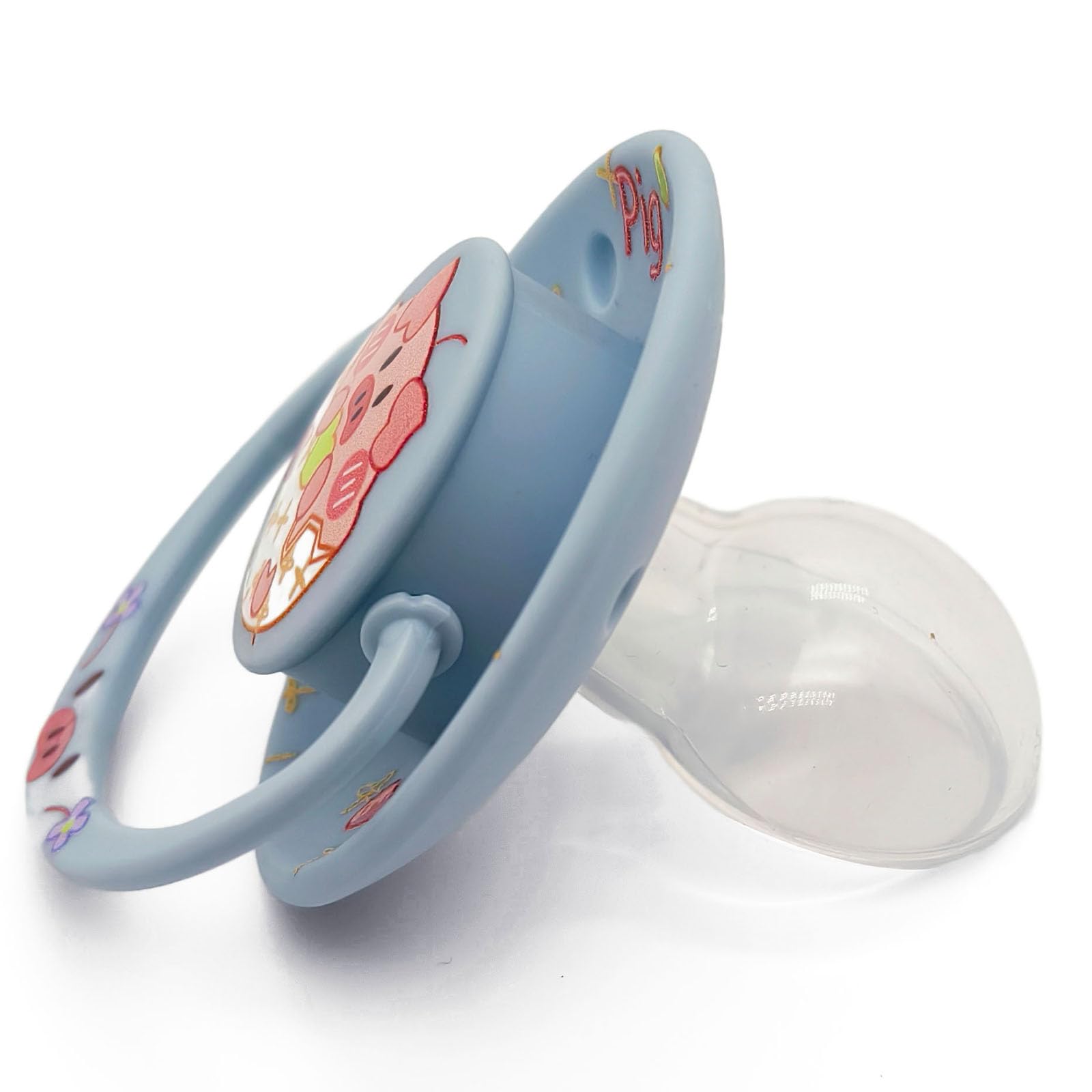 ScribbleHourglass silicone nipple paci emphasizes soft, durable material for better sleep.