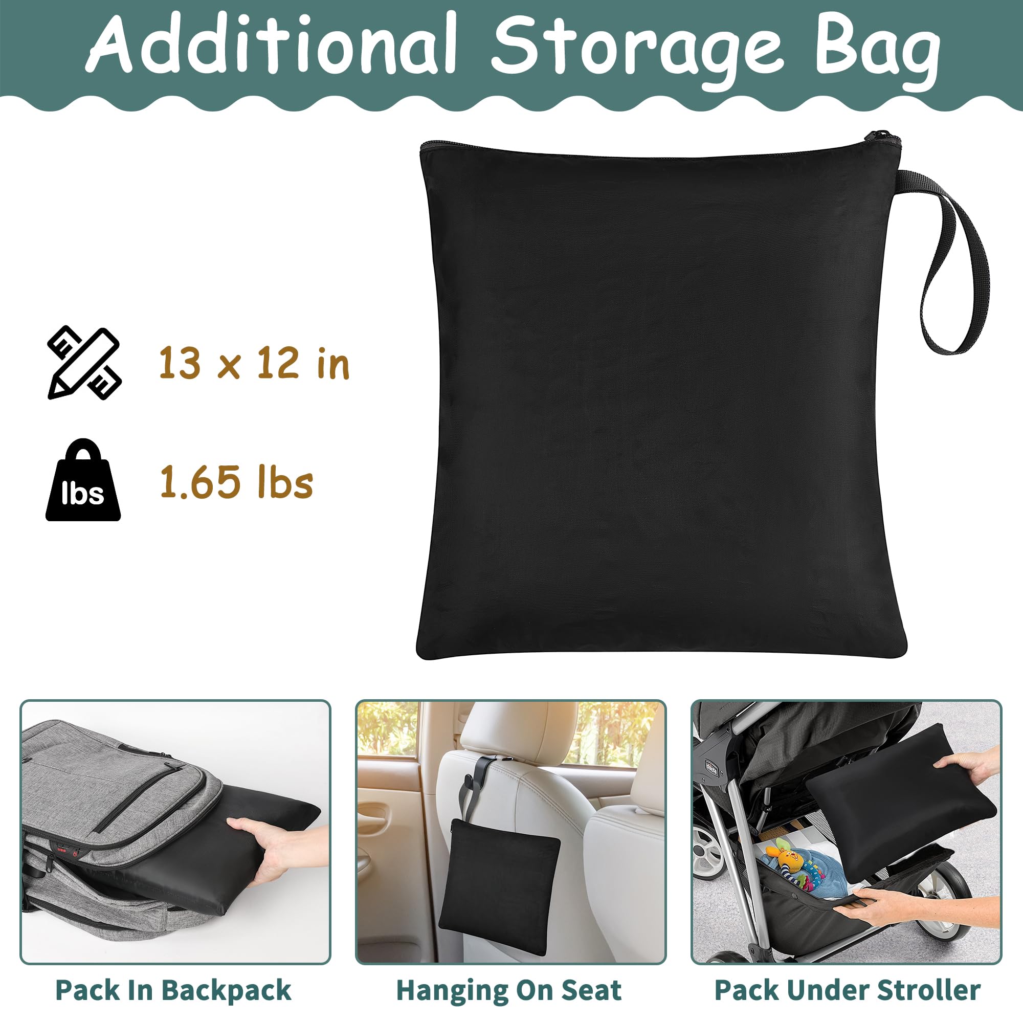 SCTEL car seat travel bag side pocket for quick essentials and diapers.