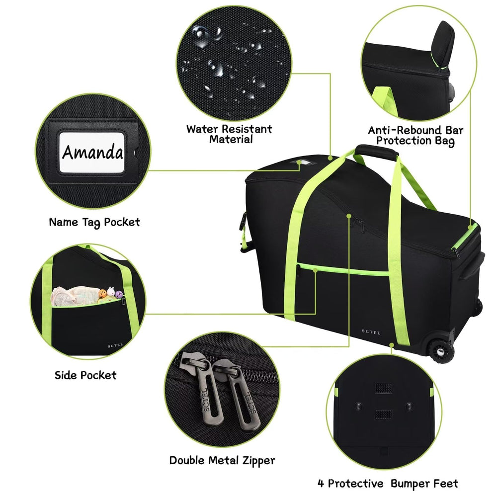 SCTEL bag with ID tag and side pockets for small-item organization