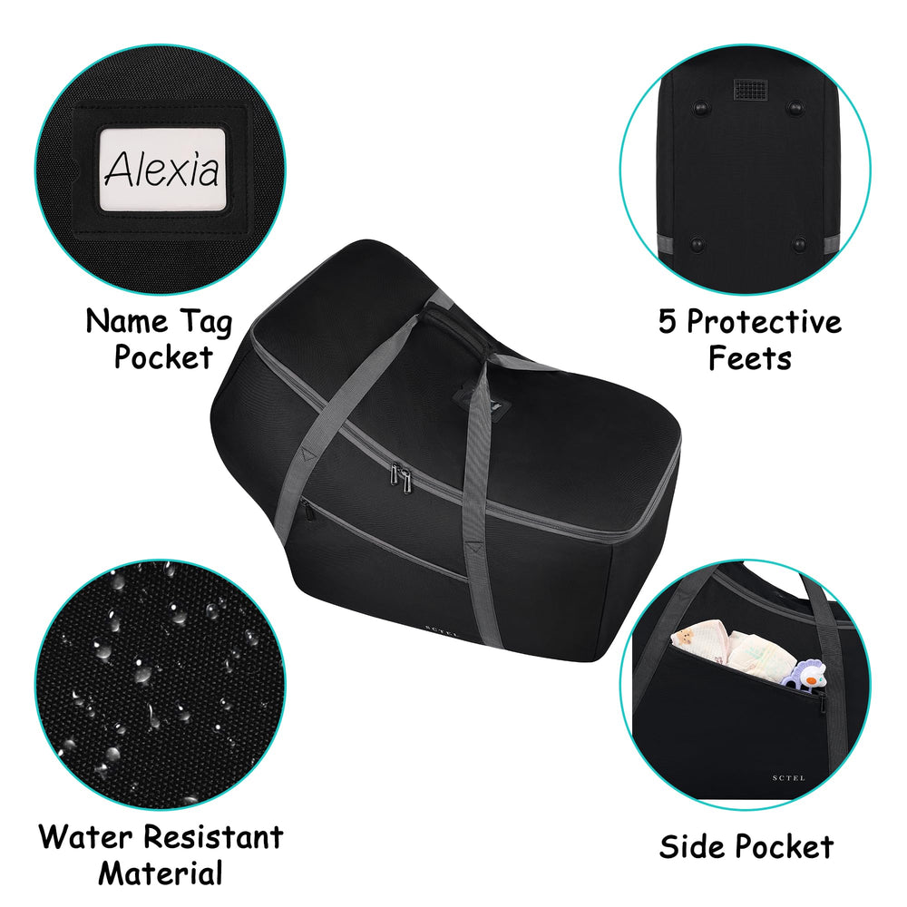 SCTEL padded handles provide comfortable carrying during busy travel days.