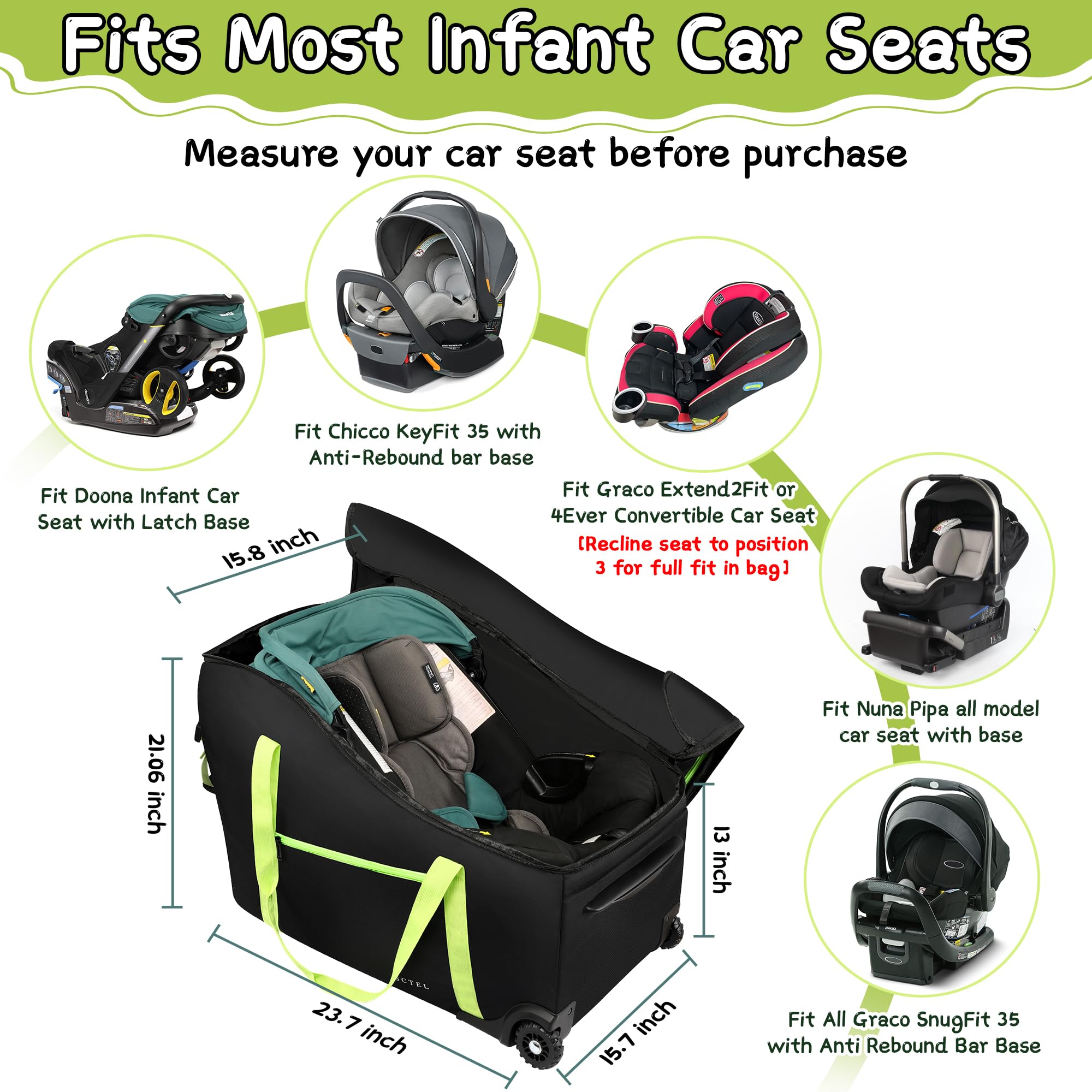 SCTEL travel bag with silent wheels for smooth baby gear transport