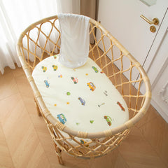 SDIII Cars bassinet sheet close-up of stretchy microfiber texture