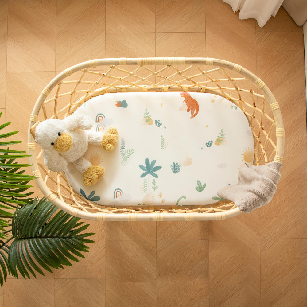 SDIII Dinosaur Bassinet Sheet gift-ready packaging for baby gifts