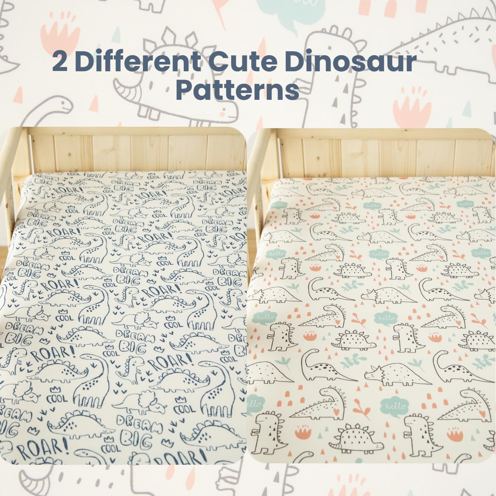 SDIII dinosaur crib sheets 52x28 fit standard cribs securely.
