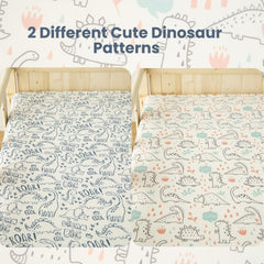 SDIII dinosaur crib sheets 52x28 fit standard cribs securely.