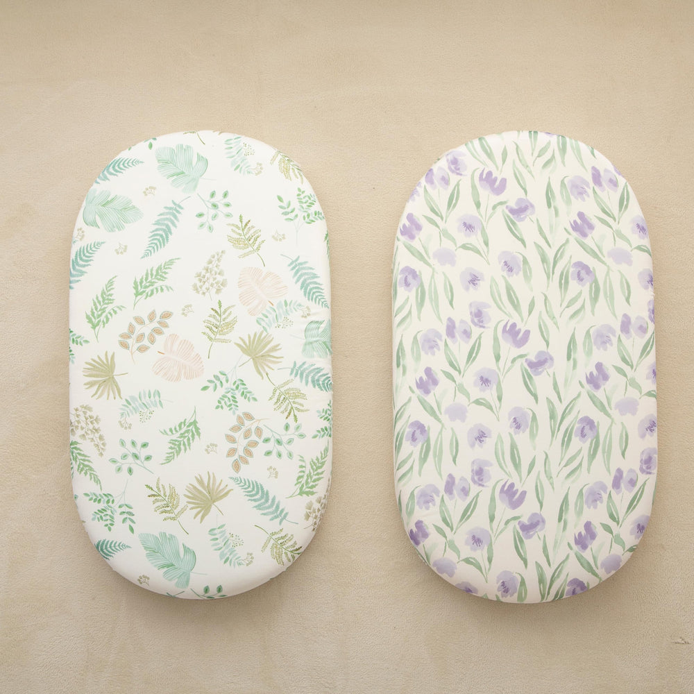 SDIII floral sheets designed for standard oval, rectangle, or hourglass bassinet shapes.