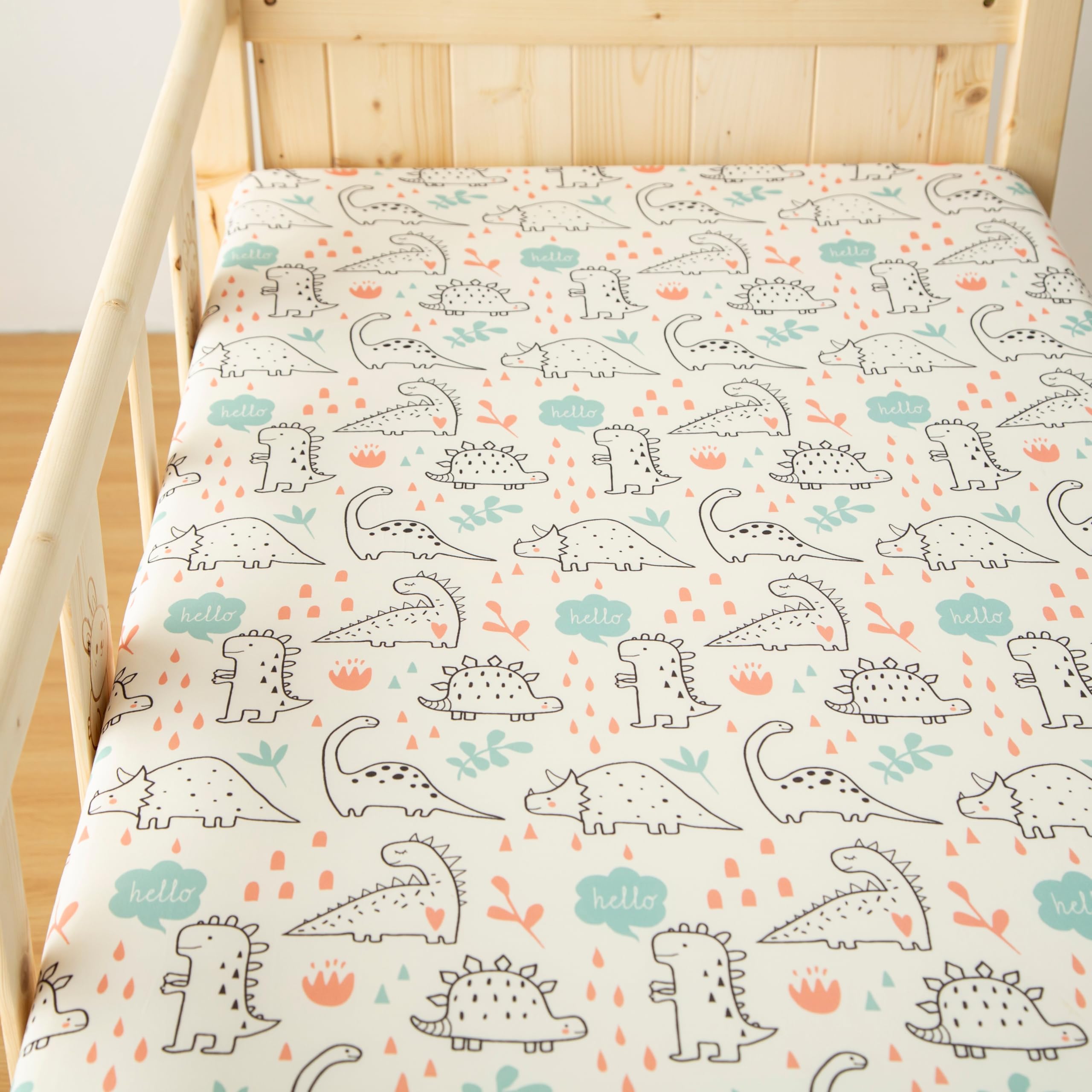 SDIII mini crib sheets 38x26 showcase dinosaur print for a snug, secure fit