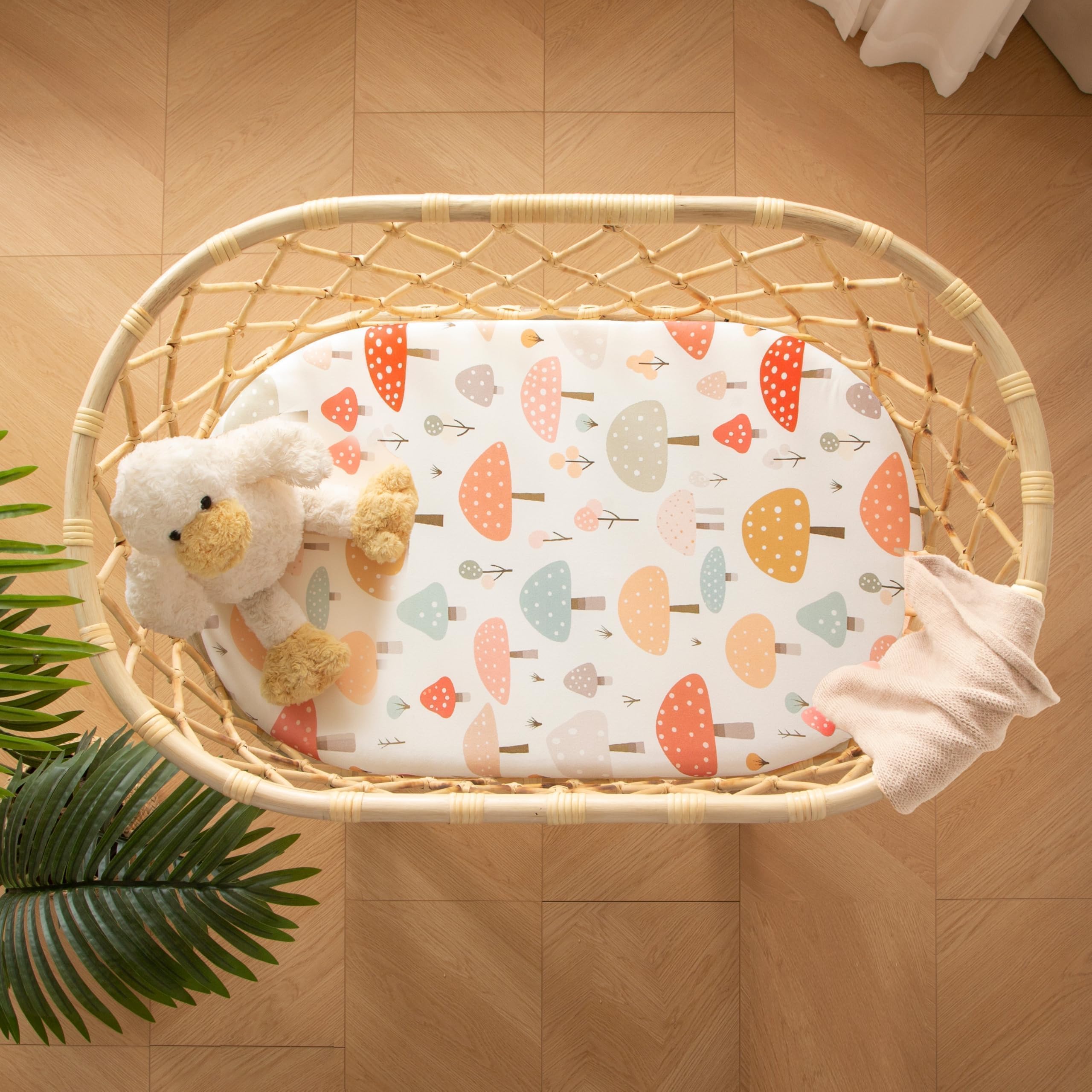 SDIII Mushroom Bassinet Sheets easy care, machine washable