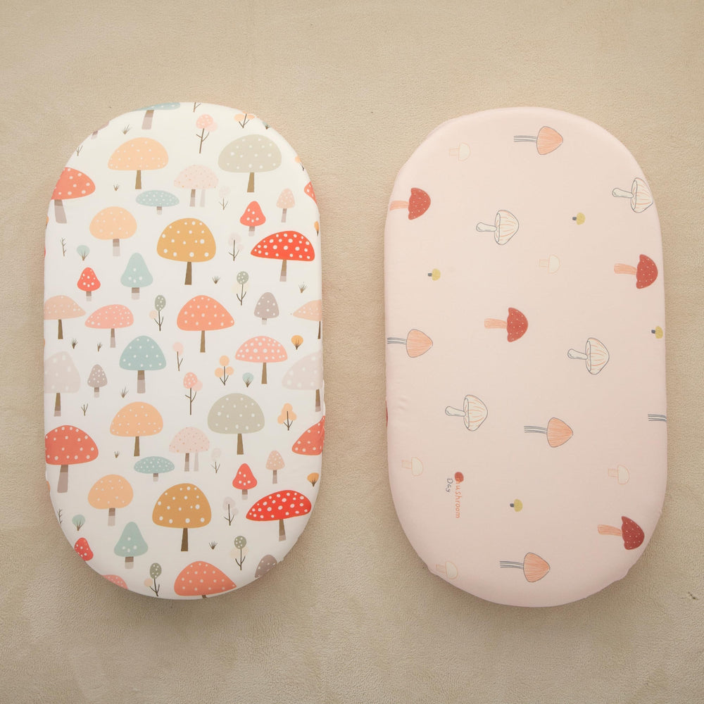 SDIII Mushroom Bassinet Sheets two different prints to brighten nursery