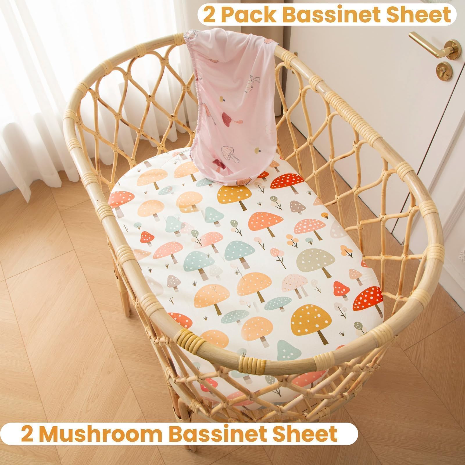 SDIII Mushroom Bassinet Sheets universal fit for oval bassinet