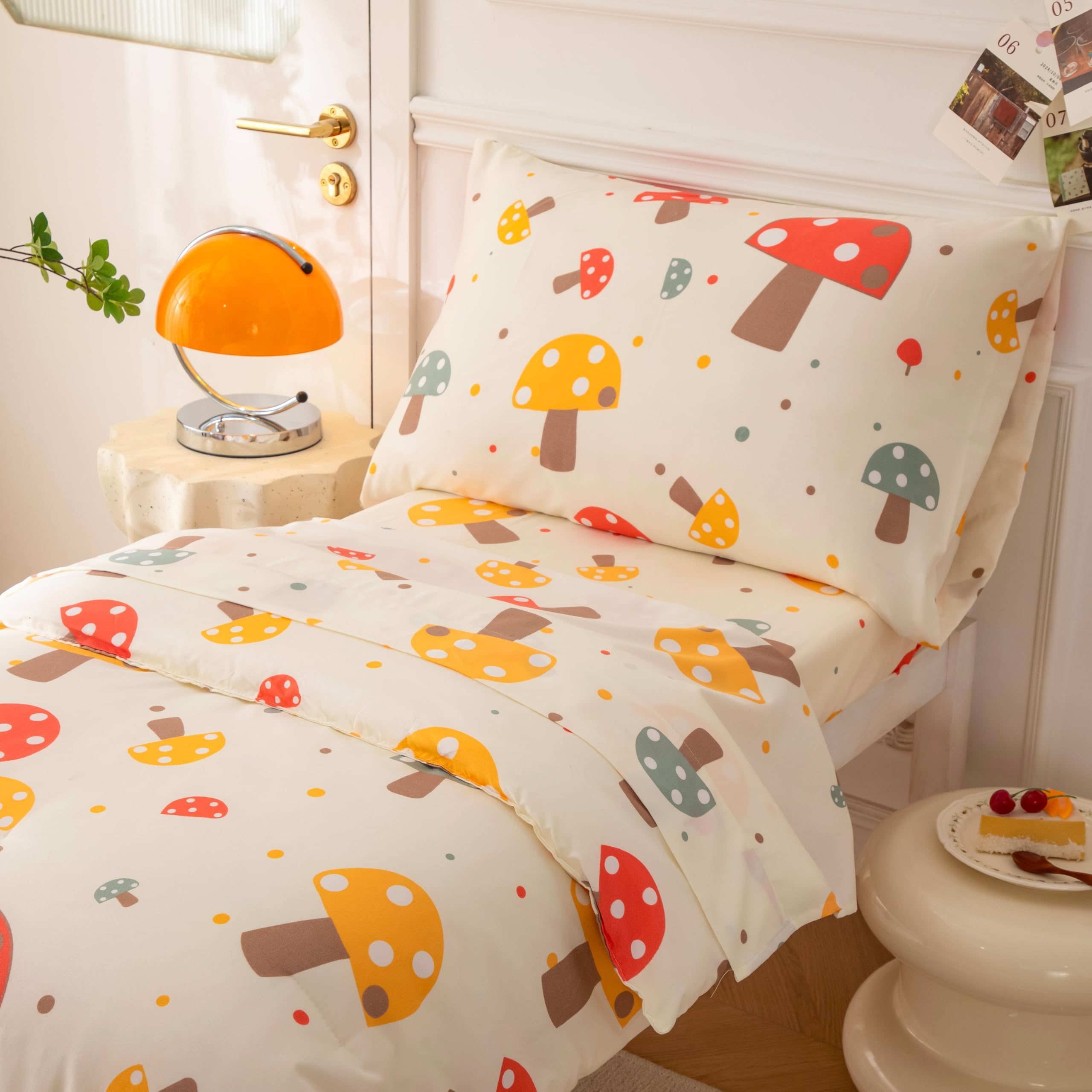 SDIII mushroom bedding fabric closeup reveals gentle microfiber texture
