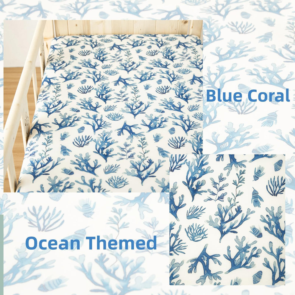 SDIII Ocean crib sheet 52x28 inches fits standard crib mattresses up to 8 inches tall.