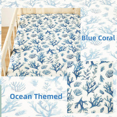 SDIII Ocean crib sheet 52x28 inches fits standard crib mattresses up to 8 inches tall.