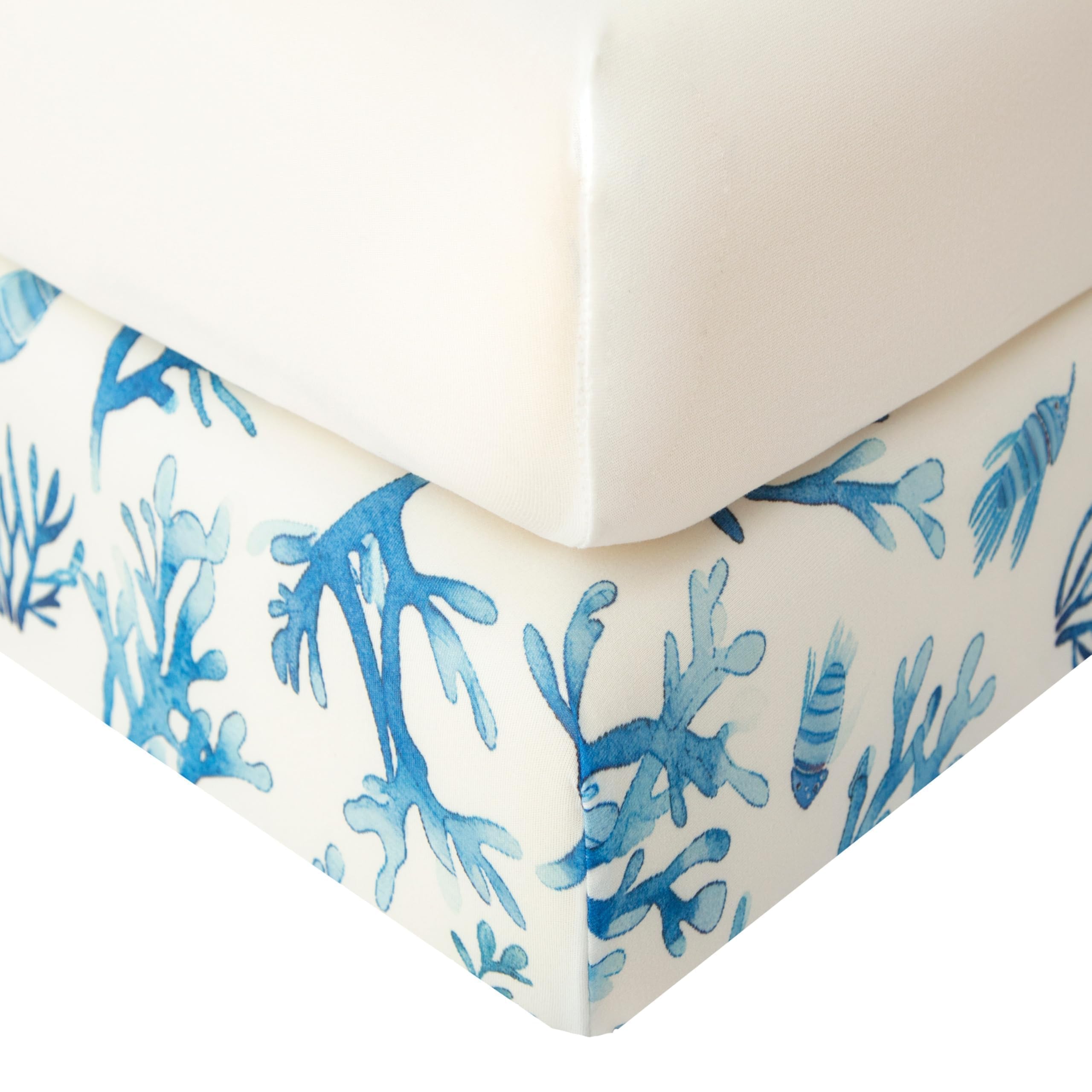 SDIII Ocean crib sheet blue coral print provides breathable comfort for baby sleep.