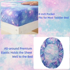 SDIII space toddler bedding fitted sheet demonstrates deep pocket fit for 8 inch mattresses