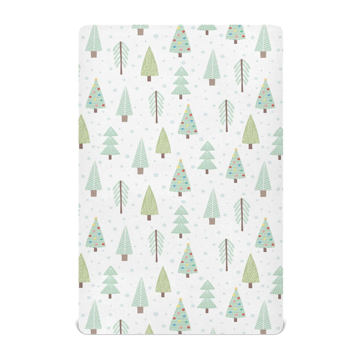 SDMKA Cartoon Christmas Trees crib sheet set on a standard crib, snug and secure.