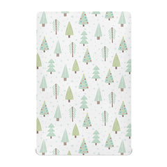 SDMKA Cartoon Christmas Trees crib sheet set on a standard crib, snug and secure.