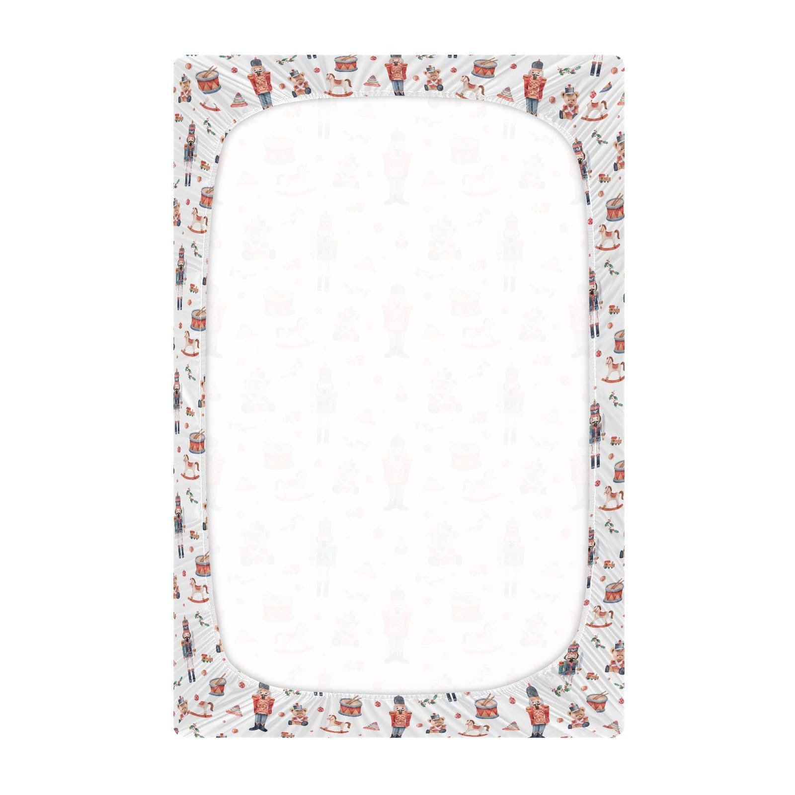 SDMKA Christmas Soldier crib sheet close-up fabric texture highlighting breathable microfiber.