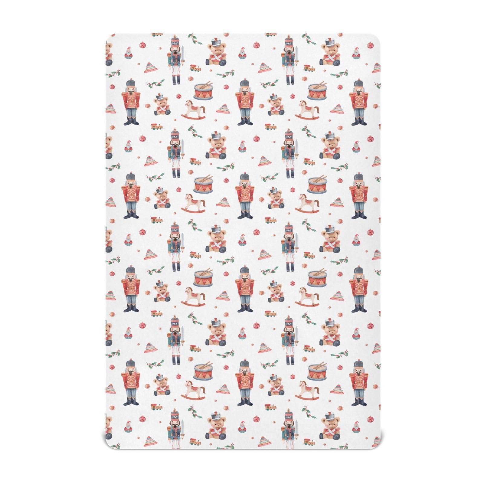 SDMKA Christmas Soldier crib sheet front view with ultra-soft microfiber for gentle sleep.