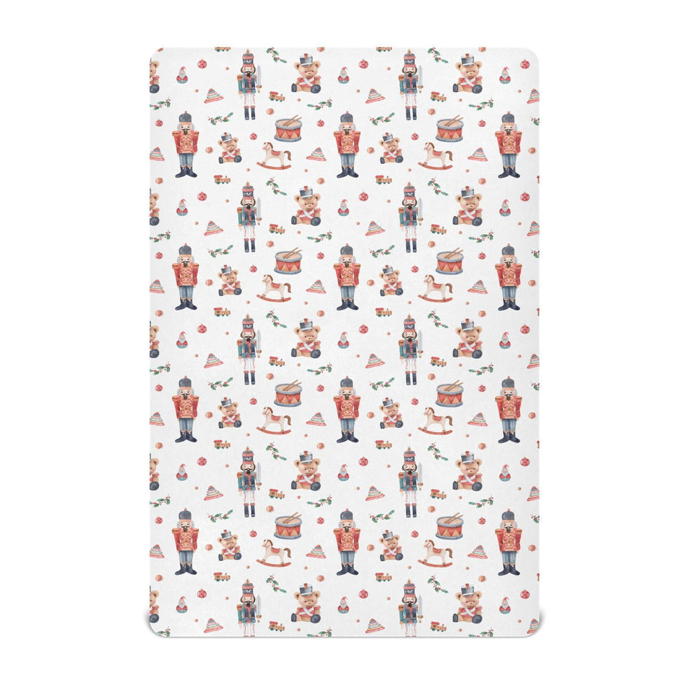 SDMKA Christmas Soldier crib sheet front view with ultra-soft microfiber for gentle sleep.