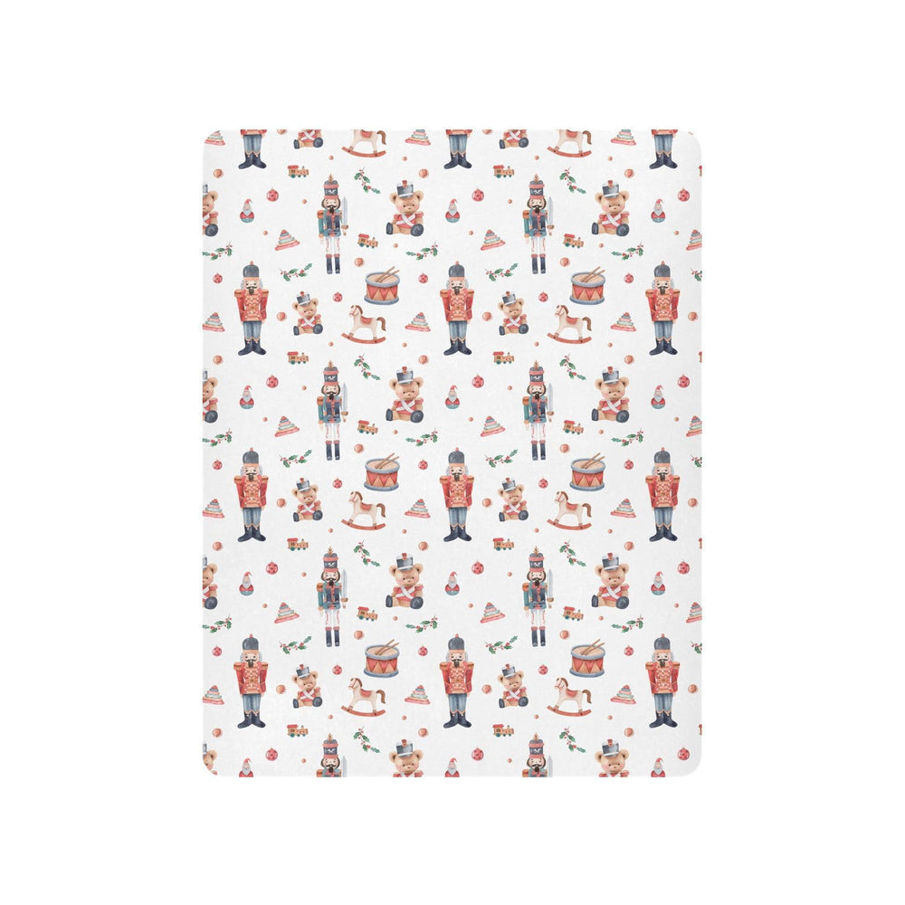 SDMKA Christmas Soldier crib sheet packaging showing portable fit for playards and mini cribs.