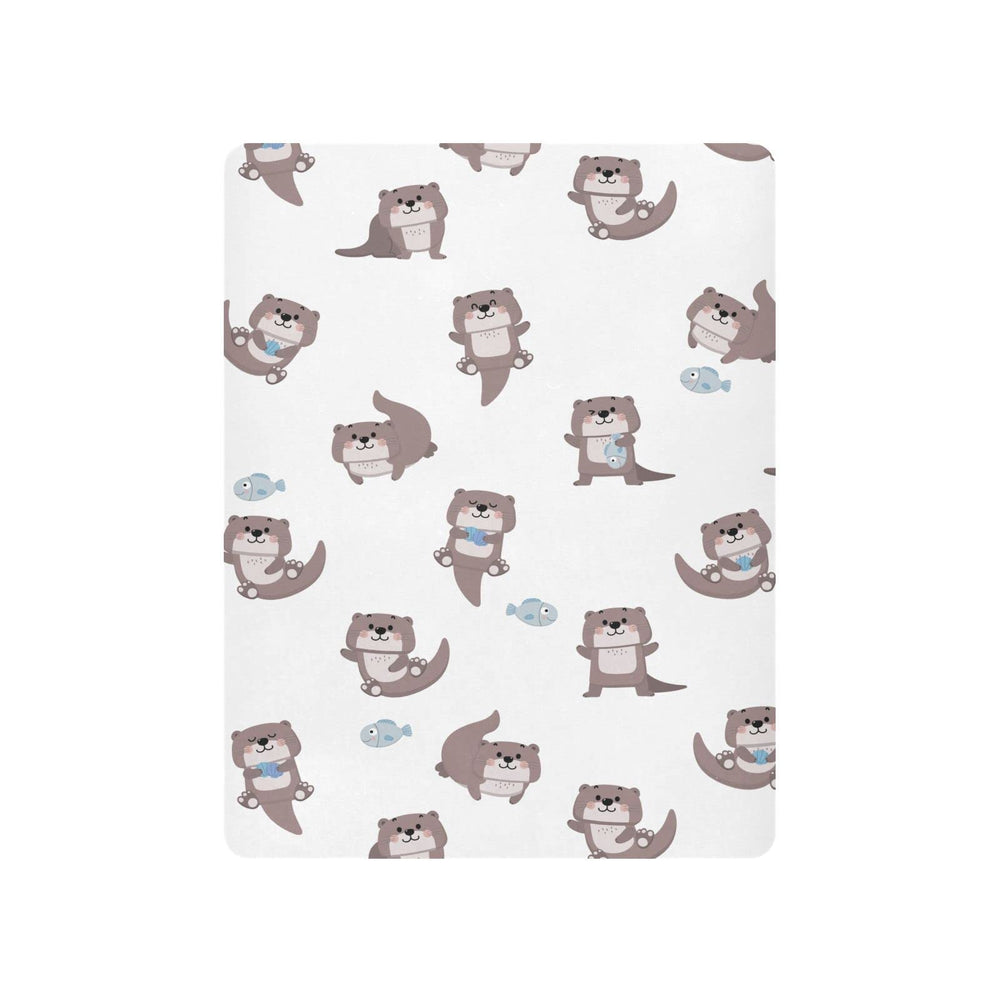 SDMKA otter crib sheet with elastic fit ensuring snug mattress coverage.