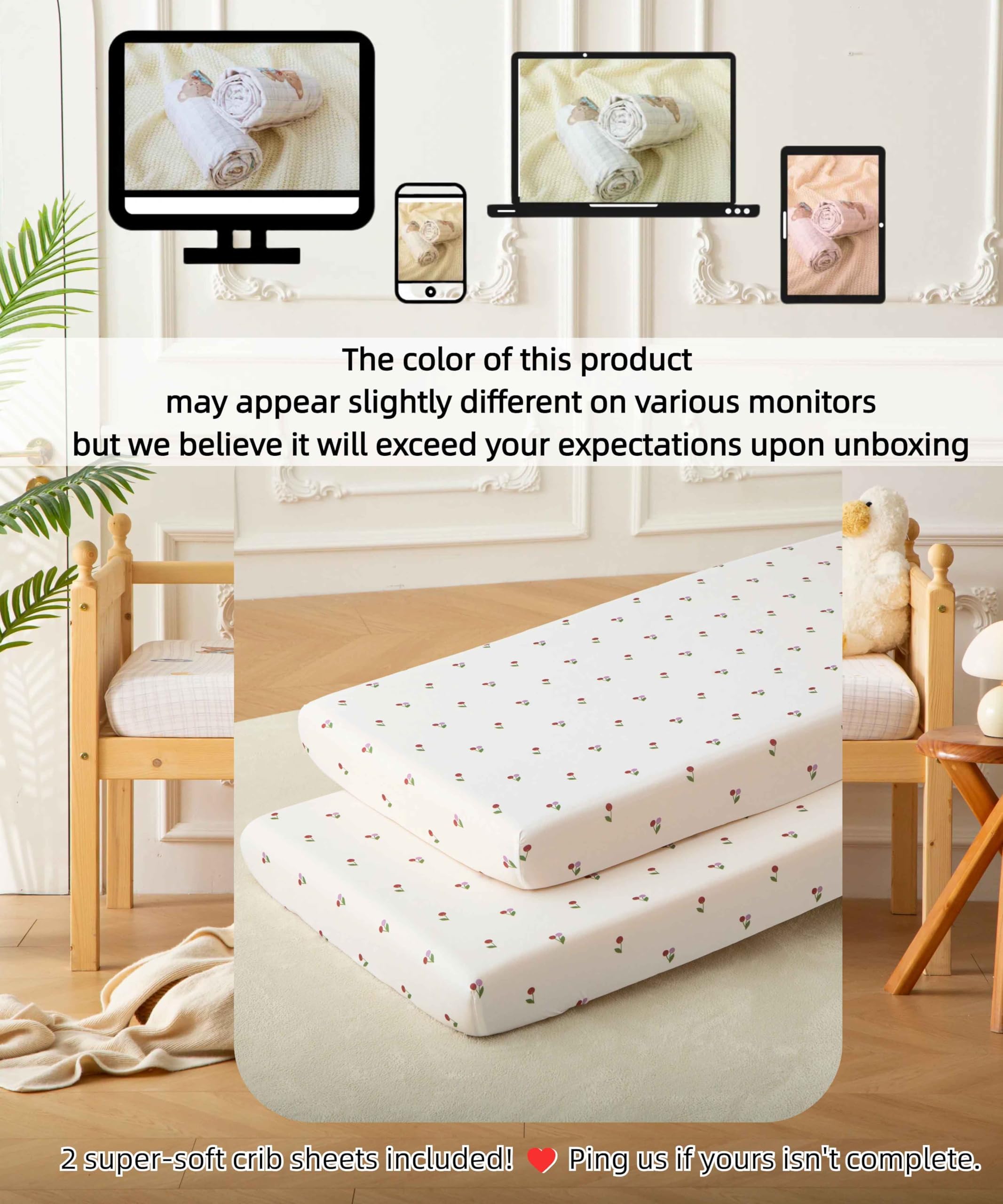 SDY nursery styling with cherry print brightens bedtime.